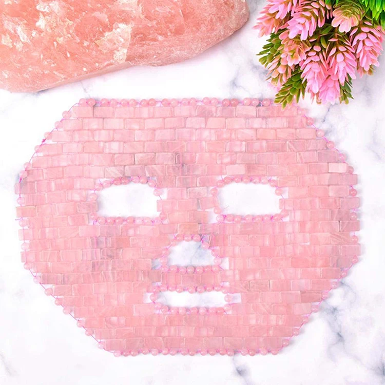 

New Product Wholesale High Quality Rose Quartz Facial Jade Face Mask for Skin Care, Pink