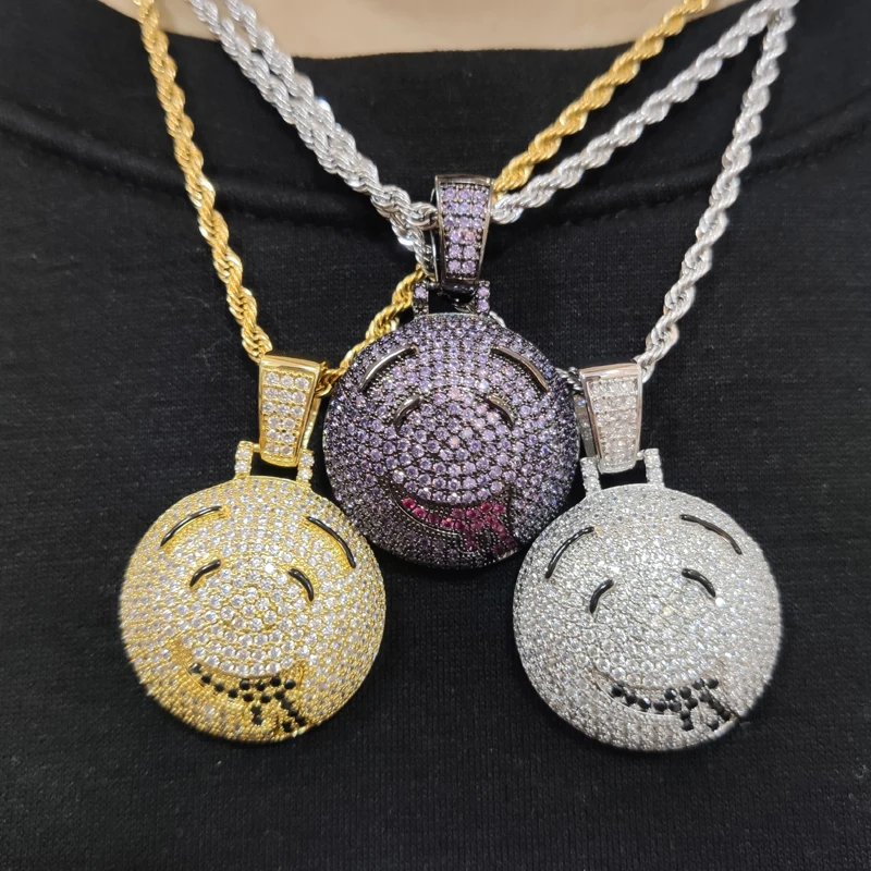 

Wholesale High Quality Hip Hop Pendant Jewelry Iced Out Diamonds Custom Design Cartoon Drooling Pendant
