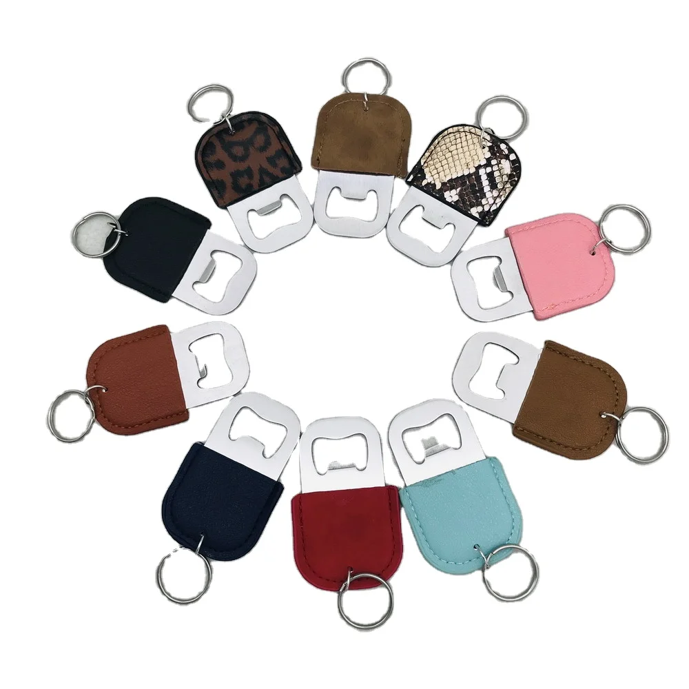 

Personalized pu leather bottle opener stainless steel keychain