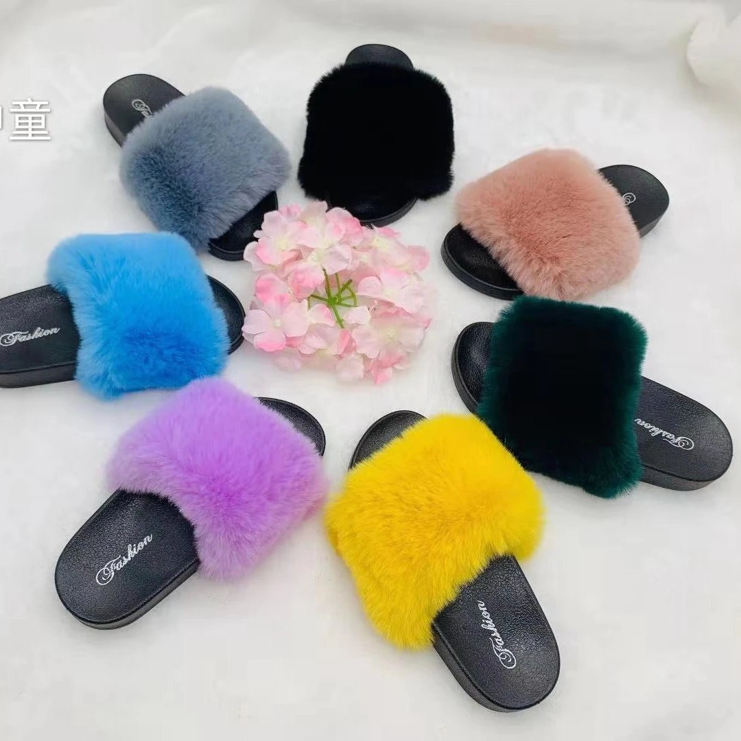 

Fashion 2021 Ladies Shoes Furry Slippers fur platform sandals Plush sandals fur sandals