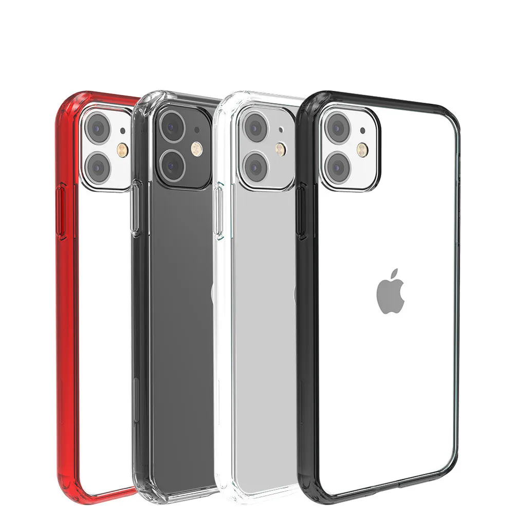 

New PU + PC Clear Space Crystal Hard Back Shockproof Phone Case For iphone 12 pro max phone case Phone Protect, Transparent