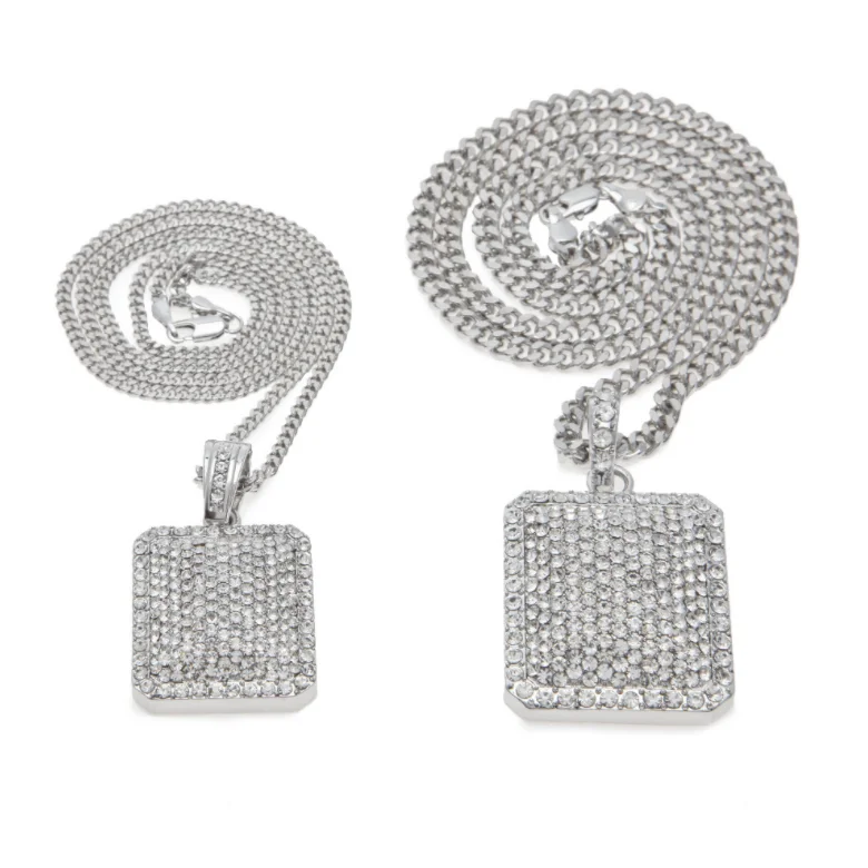 

Good Quality Twitter Rhinestones Bar Accessories Iced Out Hip Hop Pendants Army Brand Full Diamond Pendant Men's Necklaces