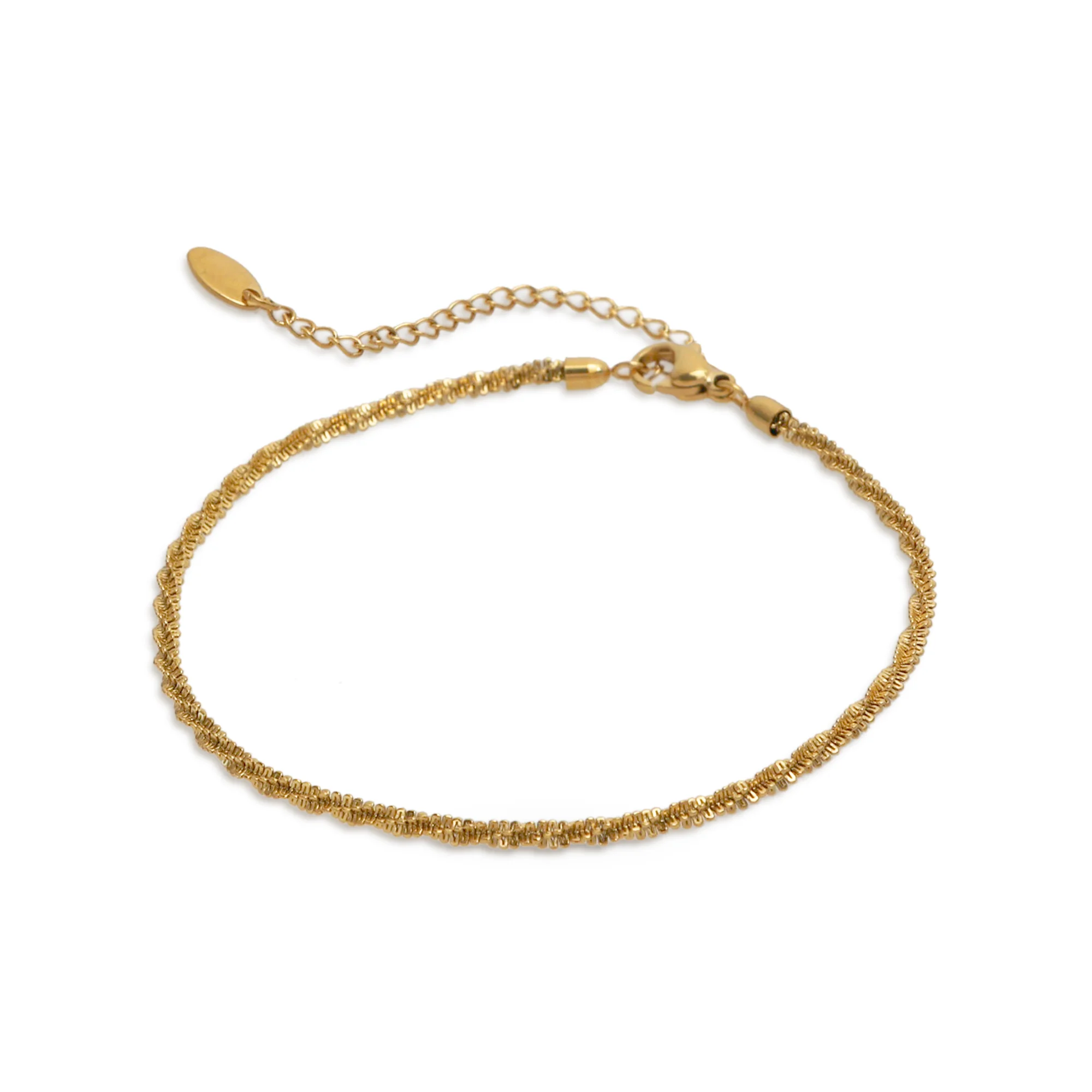 

Chris April fashion jewelry 316L stainless steel 18k PVD gold plated basic minimalistic shiny twinkling chain anklet