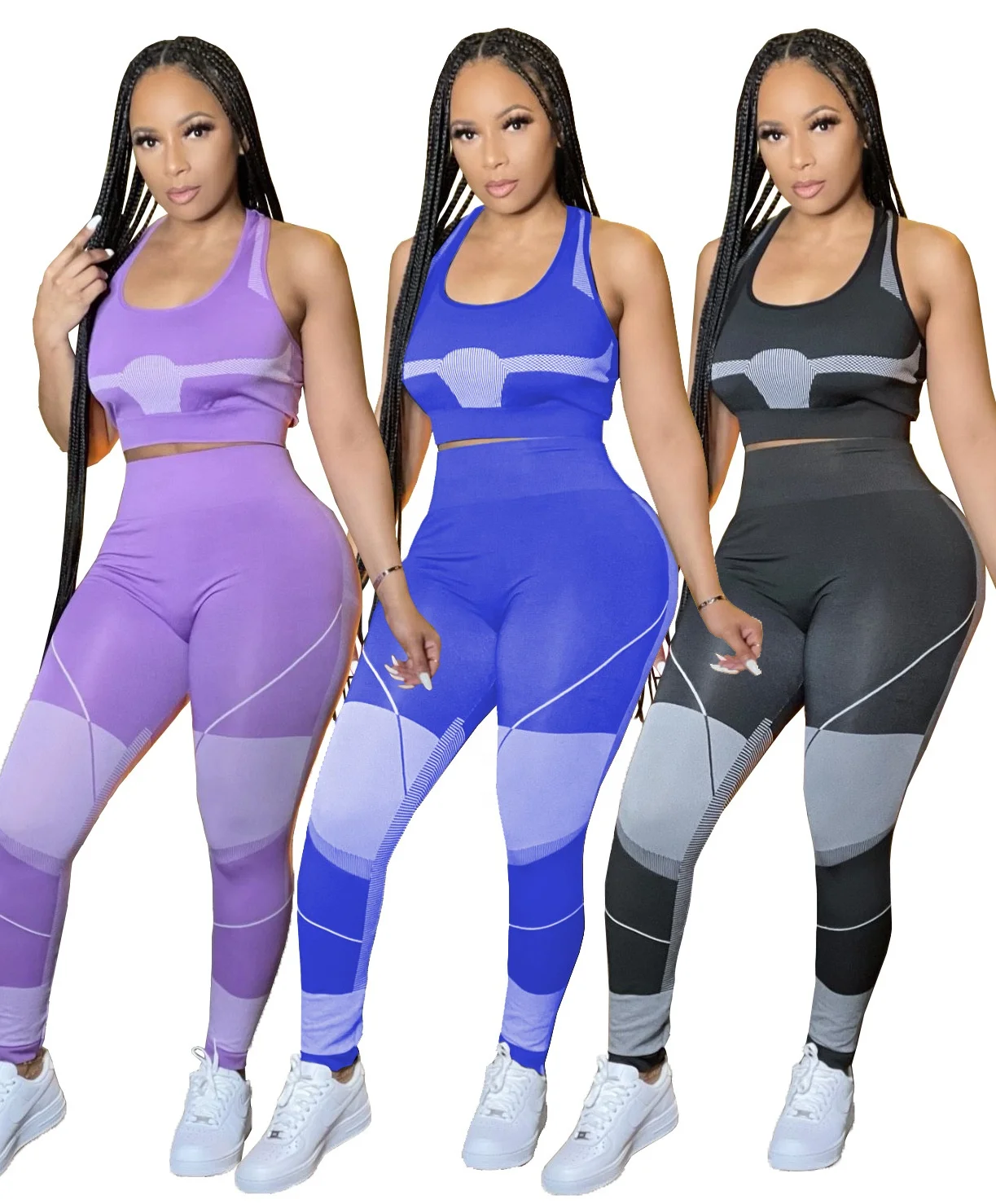 

AI86-1181 Wholesale ladies fashion sexy tight sports yoga wear two-piece suit women clothing sets