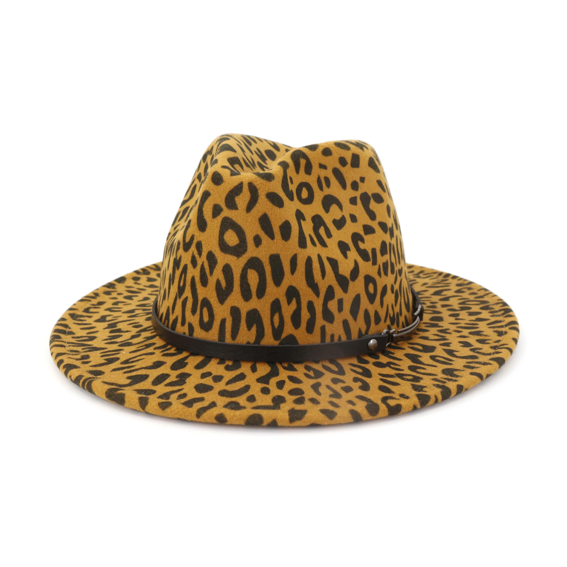 Fake Wool Felt Fedora Hat For Women Leopard Print Fedora Hat For Man