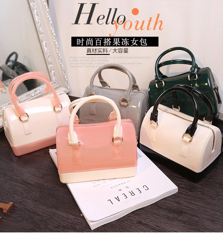 

Jelly New Spring And Summer Small Pillow Candy Color Waterproof Beach Mini Portable Diagonal Female Bag, 15 colors