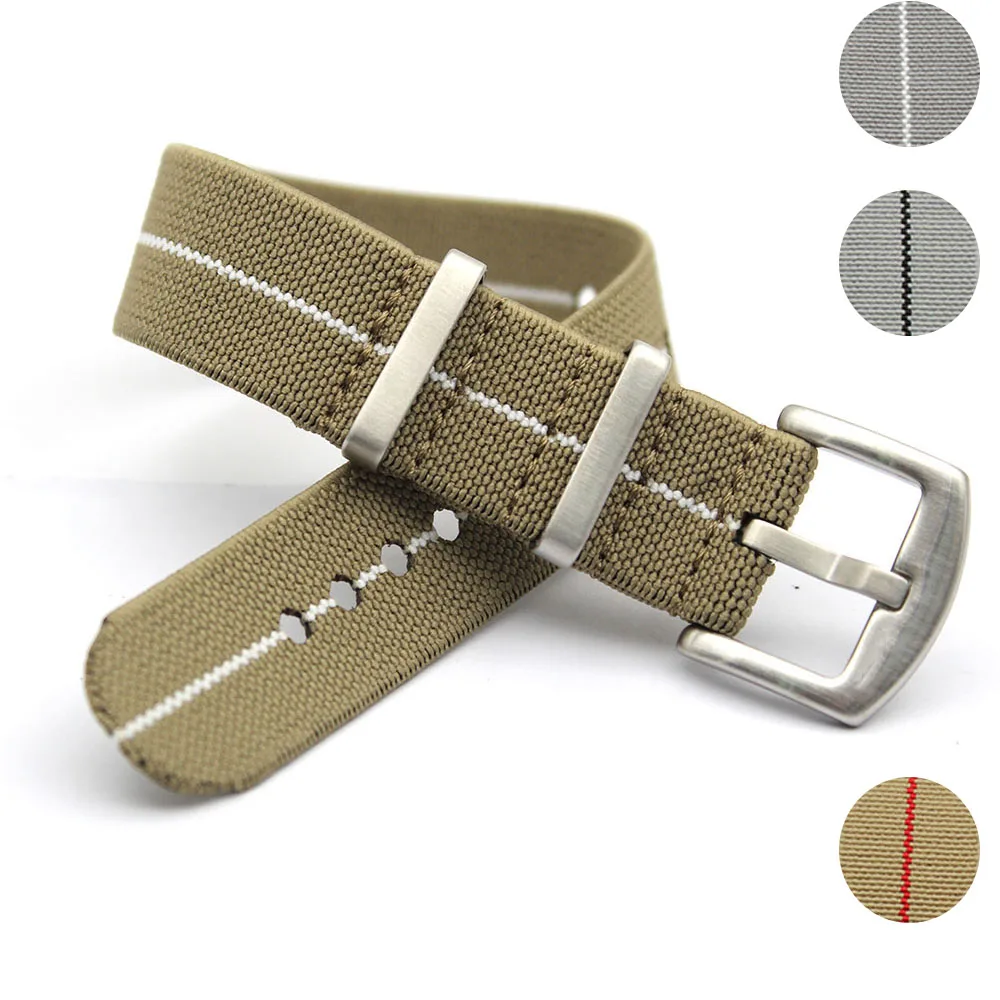 

OEM 25 Colors Watch Bracelet Parachute Fabric Nylon Watch Band 20mm 22mm Elastic Nato Strap