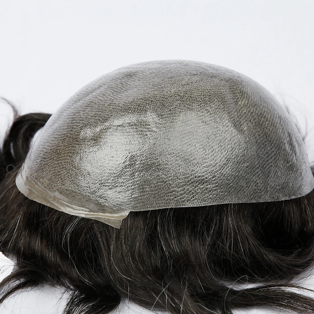

Men Hair Toupee 100% Human Fashion Young Style Peruvian Virgin Raw Hair PU Lace Front Toupees Skin Male Straight for Salon
