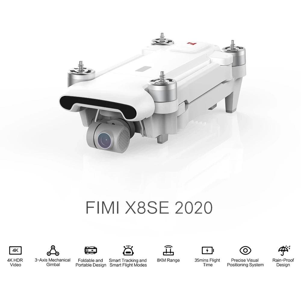 
FIMI X8 SE 2020 Foldable Quadcopter Kit 8km Range 4K Camera UHD 100Mbp HDR Video 70mins Flight Time FlyCam Professional Drone 
