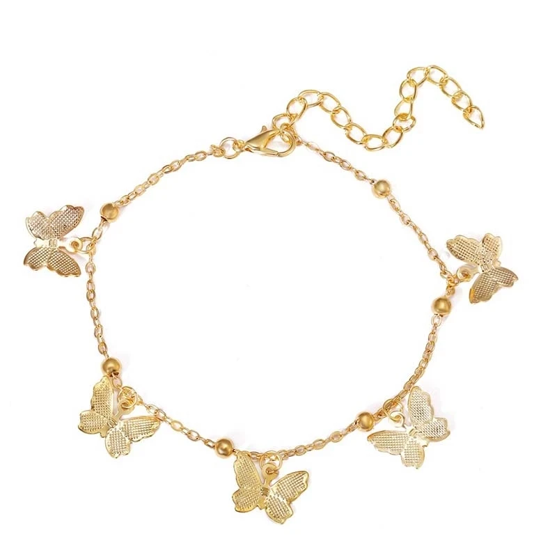 

Fashion Foot Chain with Butterflies Gold Color Ankle Bracelet Accessories Jewelry for Women Anklet Gifts, Show in the picture