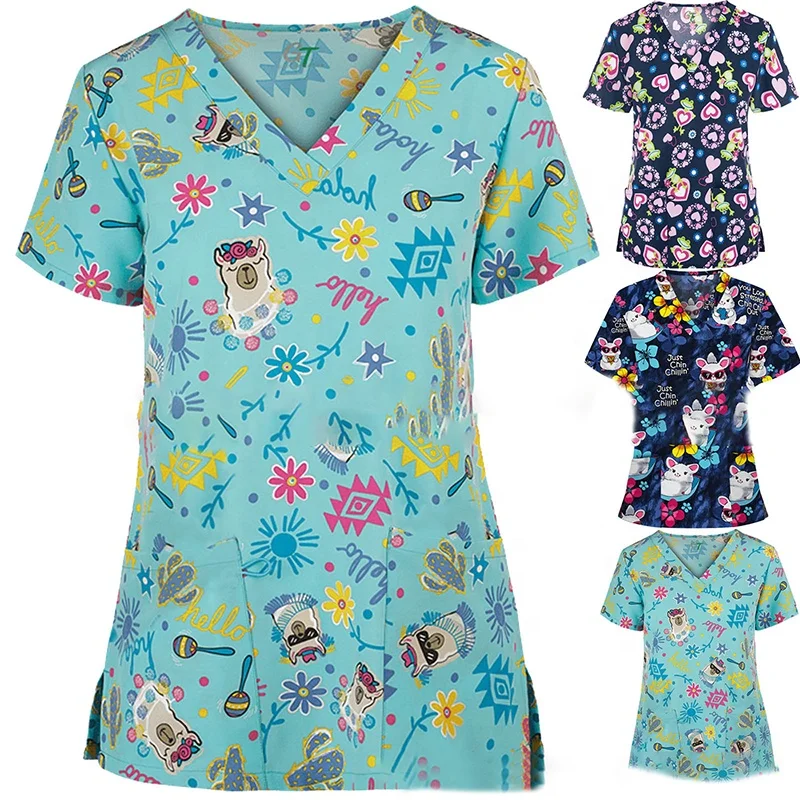 

Factory Wholesale Custom Hospital Nurse Uniform Medical Scrubs Nursing Shirts Tops, Customized color