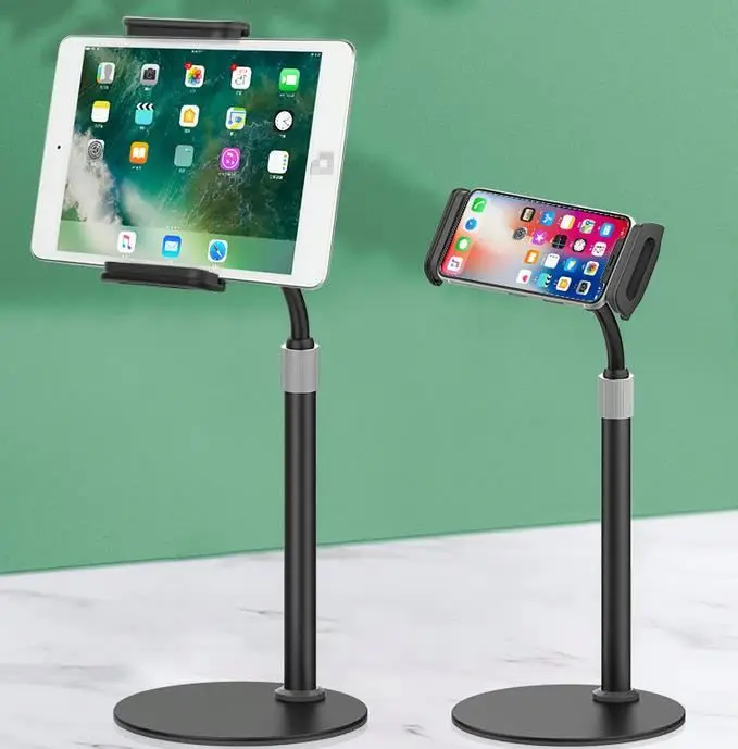 

Universal metal aluminum flexible folding lazy desktop mobile smart cell phone holder REK8c phone stand, Black, white