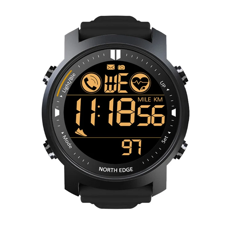 

NORTH EDGE Men Heart Rate Monitor Waterproof 50M Swimming Running Sports Pedometer Stopwatch Smartwatch Android IOS Smart Watch, 2 colors