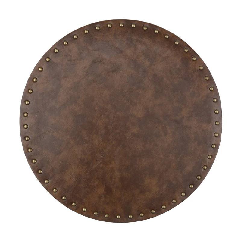 

Placemats 15"X15" Round PU Leather Placemat for Kitchen Table Waterproof Washable Heat Resistant Table mats with metal rivet, 9 colors