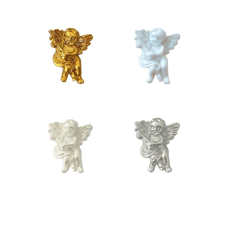 

3D Resin Gold Silver White Angel Nail Art Decoration, As pic