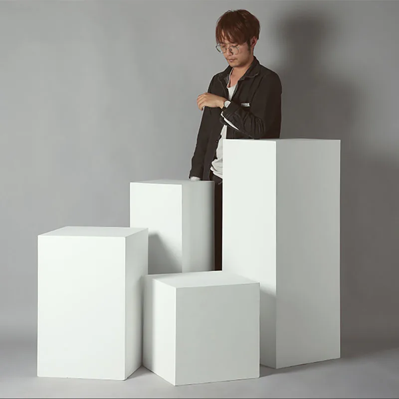 

Yiscaxia high quality photography props wooden cube white square photography background for studio theme shooting, Red blue white pink