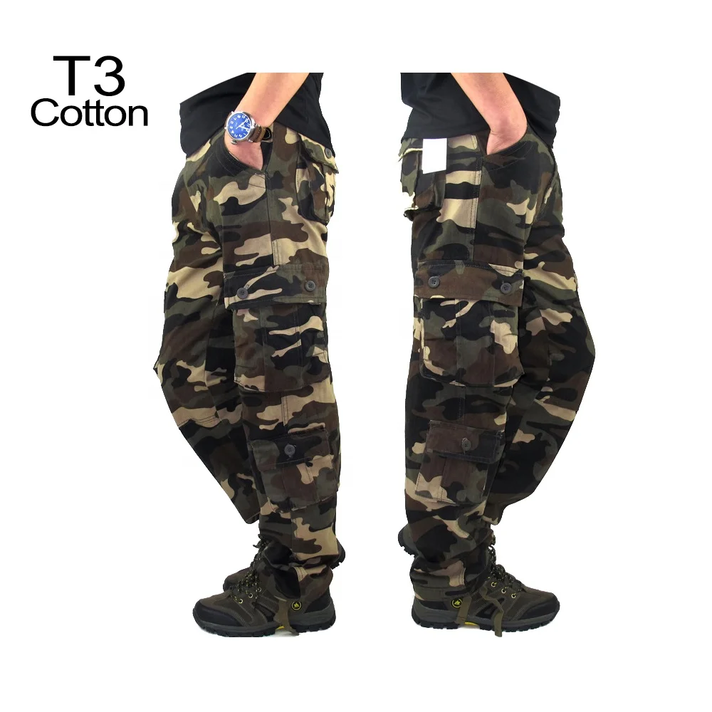 

Men's Camouflage Cotton Canvas Military Tactical Pants Army Fans Combat Hiking Hunting Multi Pockets Safari Cargo Pant Trousers