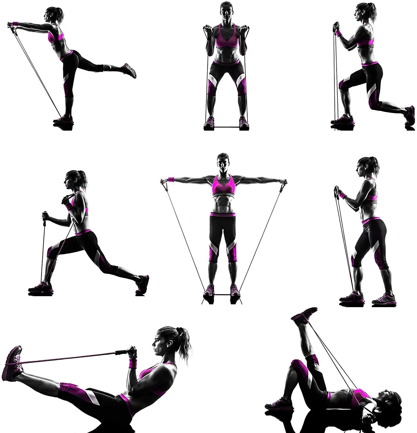

fitness equipment mini push up assistant stand of chest woman OEM oxygen energy rubber rope single handle resistance band, Customized color