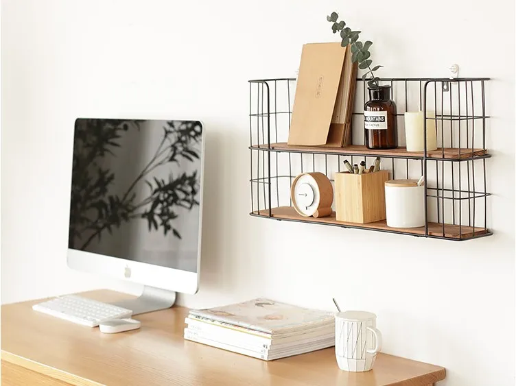 Gold Simple Wrought Iron Ledge Metal Rack Wrought Iron Rack