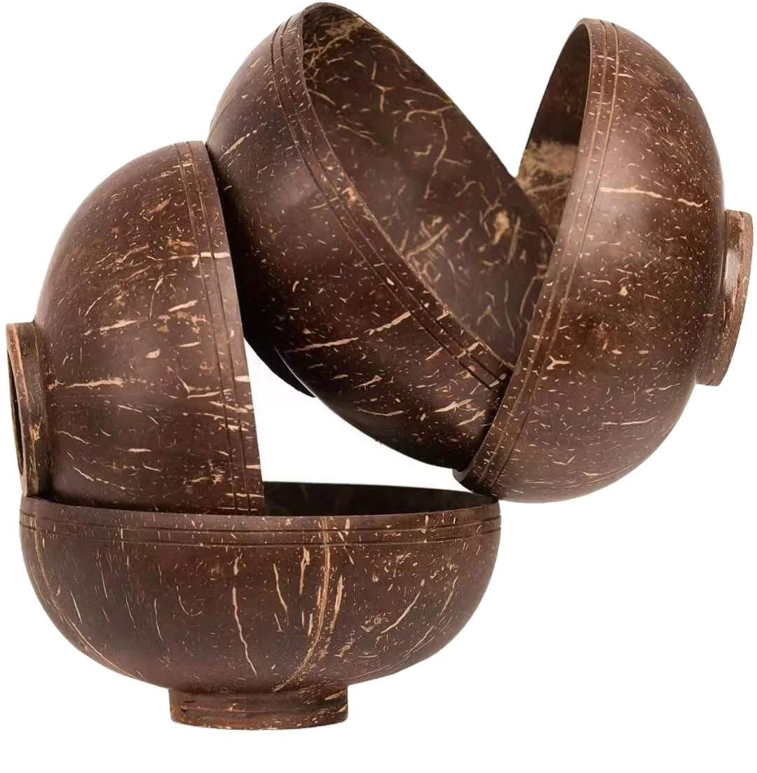

Amazon hot selling Natural organic Coconut shell Bowl set with base, Natural color