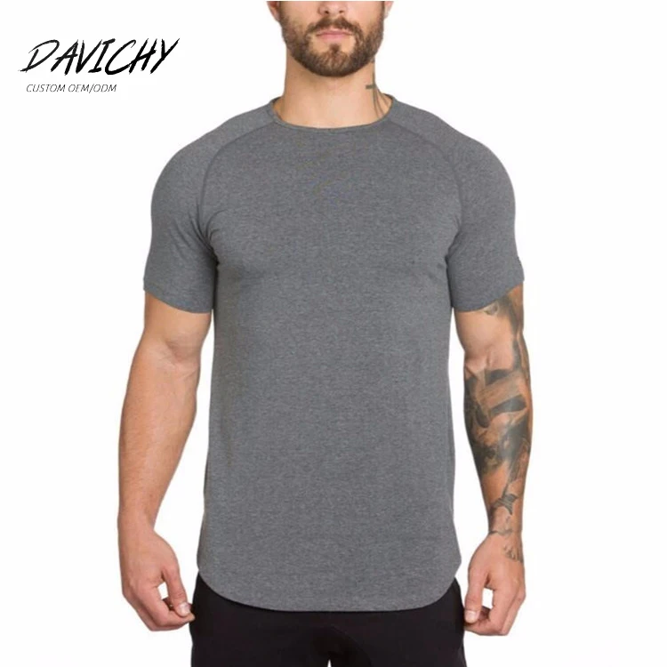 

2021 Summer Blank Black Tshirts Mens Gym Slim Fit T Shirts Sports Short Sleeve Cotton Men Muscle Fit T Shirt