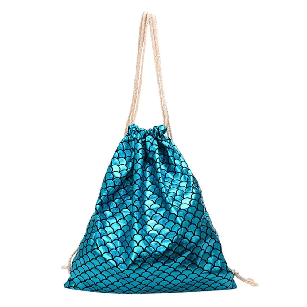 

Fish-scale Pattern Travel Bag Pocket Elastic Fabric Drawstring Backpack Large Capacity Pouch Schoolbag Draw String