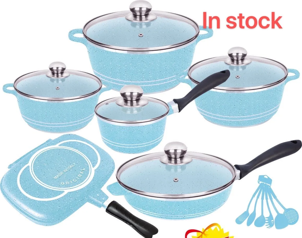 

23pcs/Set Pan Set with Glass Cover Aluminum Nonstick Pots and Pans For Kitchen Cookware Set, Red, pink, blue, purple...