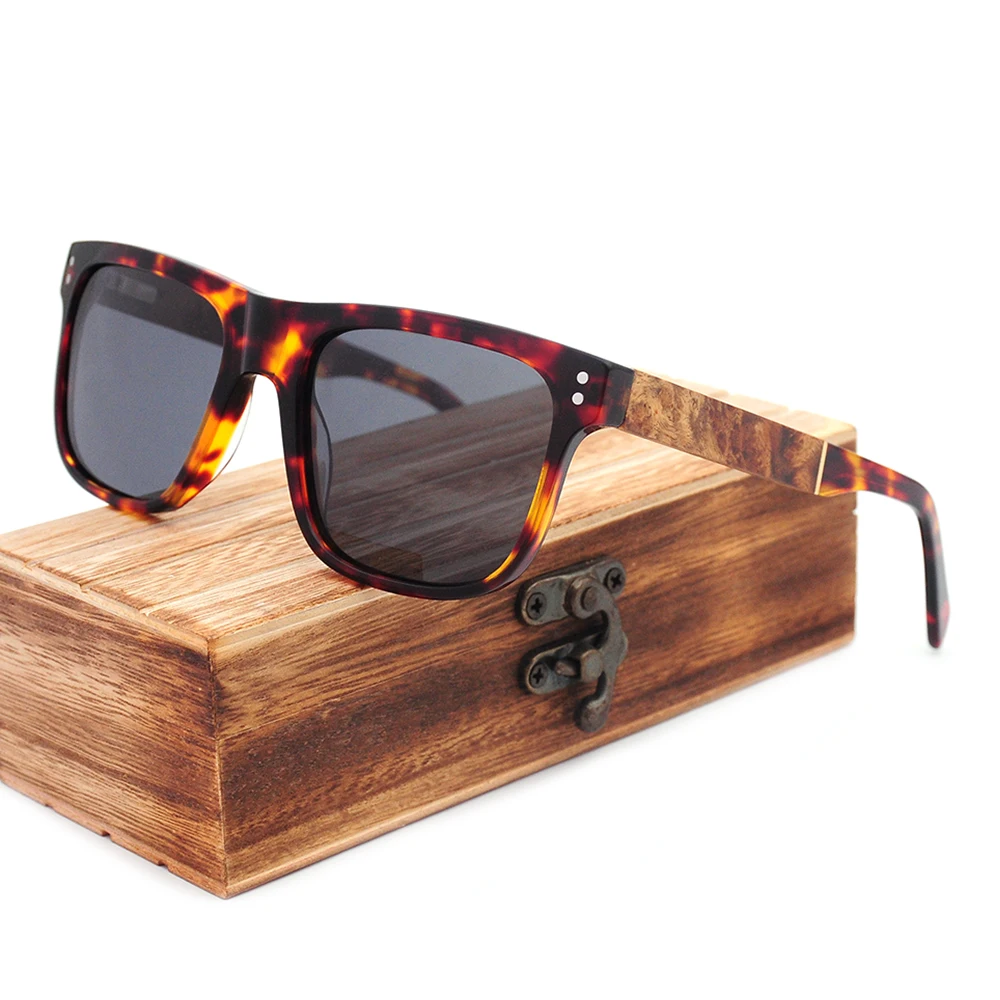 

Italy design men square acetate sunglasses acetate wooden LS6010