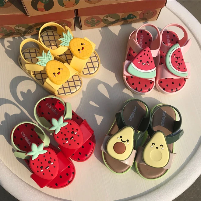 

New 2021 Kids Fruit Sandal Soft Soles Peep Toe Jelly Shoes for Boys and Girls Baby Beach Shoes