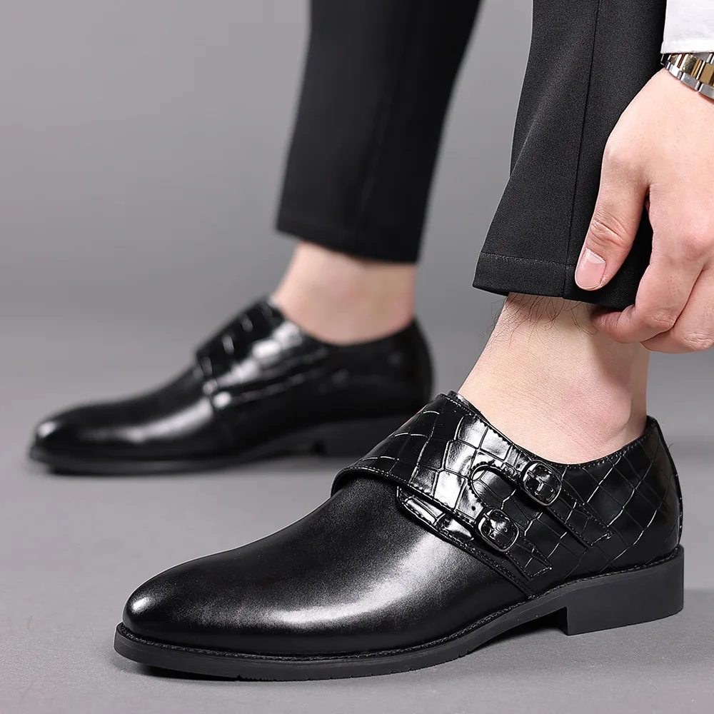 

Size 47 48 Double Monk Strap Shoes Gentlemen Footwear Men Leather Dress Shoes mocassins homme en cuir