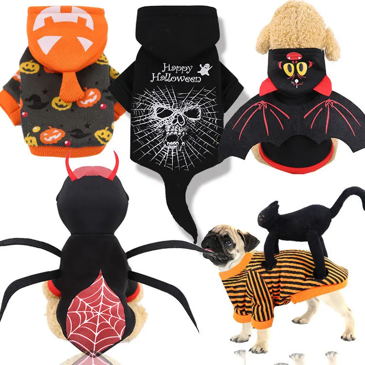 

2021 Amazon Hot Selling Halloween Dog Hoodies Pet Dog Sweater 4 Legs Jumpsuit Warm Sweat Shirt Cotton Jacket Coat For Small Pets, Picture shows