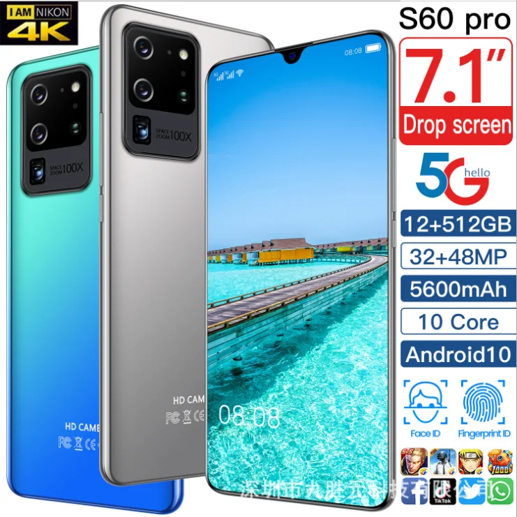 

Cheap Smart Phone Hot Selling S60pro 12+512G 7.1 Inch Android Mobile Phones Original Smartphone S60 Pro Flip Multi-color CE / EU