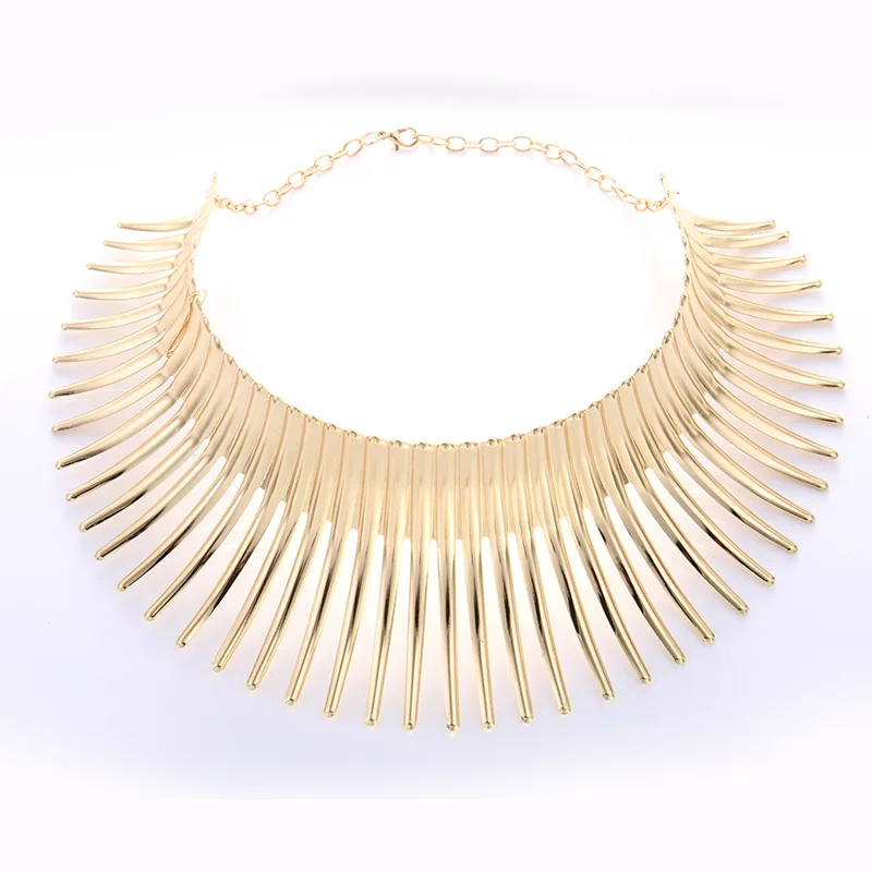 

Metal Africa Choker Necklace Big Statement Gold Collar For Women Jewelry, Gold/silver