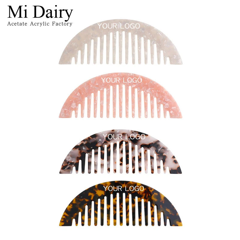 

4mm Acetic acid hair comb headdress simple round marbling female custom comb for women