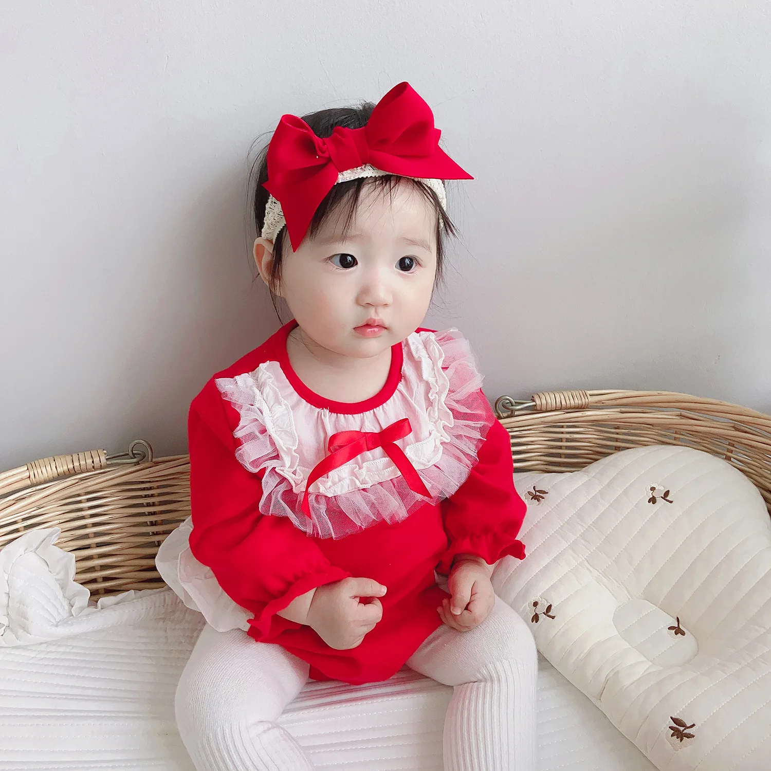 

rts Baby ins jumpsuit 2020 autumn baby net yarn flying sleeve birthday dress long sleeve romper