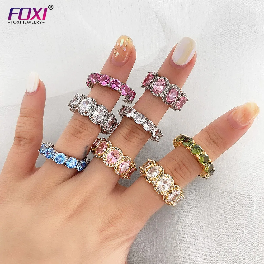 

FOXI 18K rings CZ jewelry women with cubic zirconia bague gold plated ring