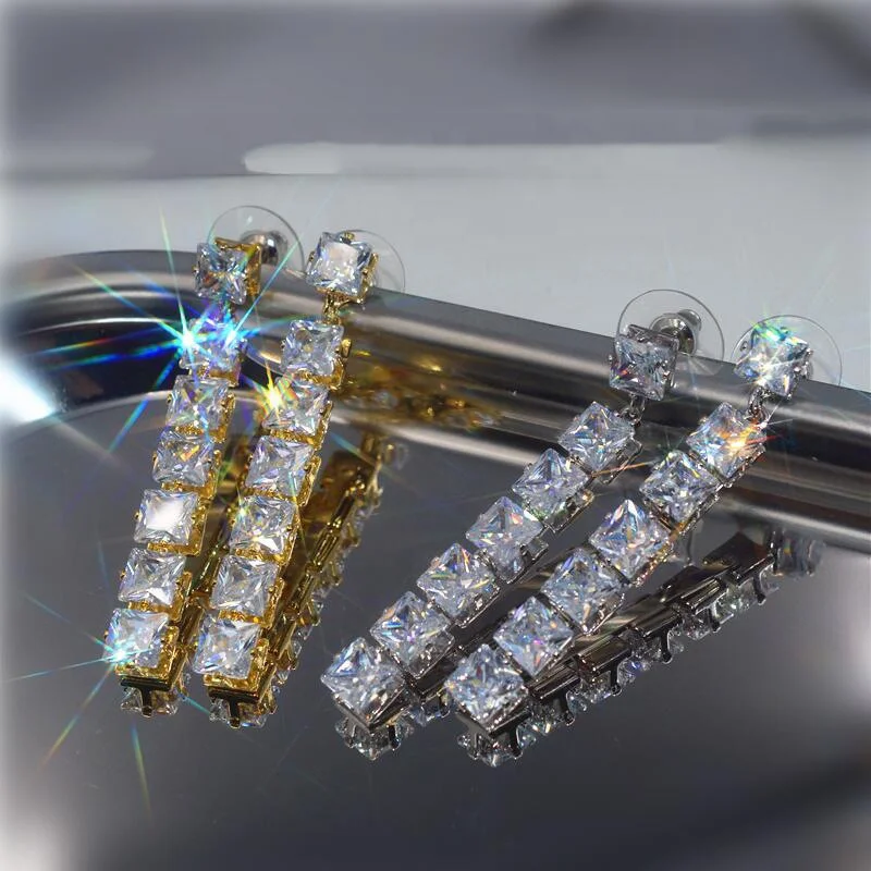 

Luxury Zircon Long Earrings For Women Bijoux New Fashion Wedding Party Jewelry Accessories Fine Gift