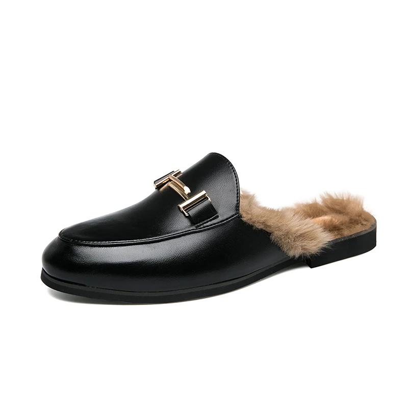 

New women winter fashion designer flat rabbit fur plush women's clogs casual slippers export amazon hot sellings 2021