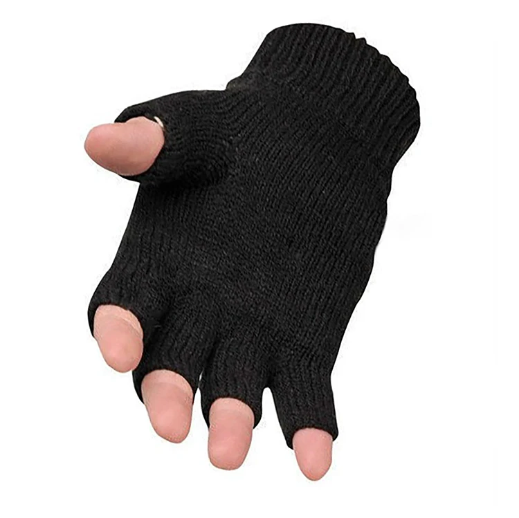
Custom Embroidered Black Acrylic Fingerless Gloves 