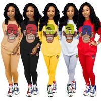 

2019 Latest Style Printed cartoon Two PIece Sets Tracksuit Women's Full Sleeve sports clothes outfit