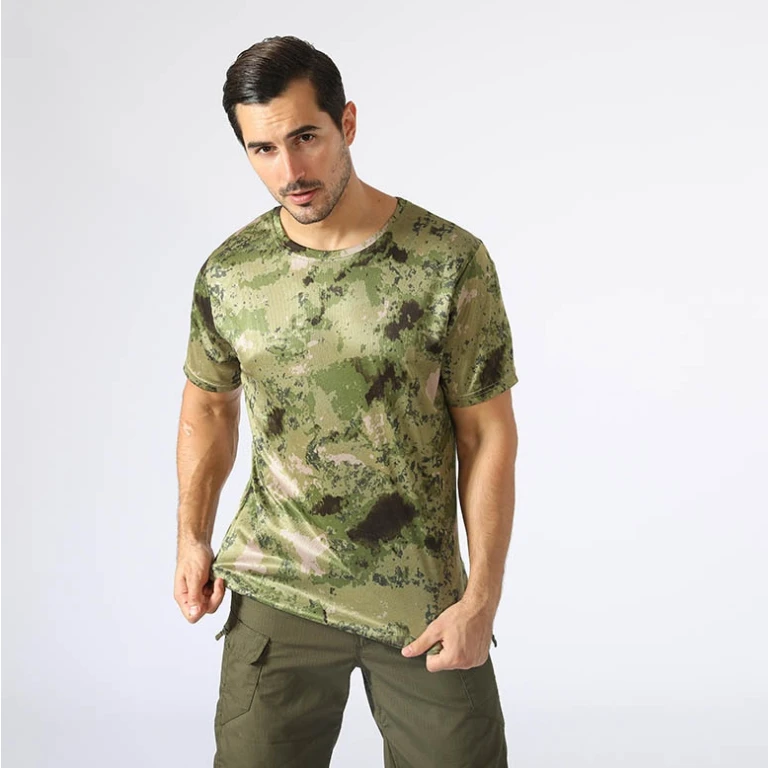 

Factory Wholesale New Camouflage Printed Gym Sport Compression Wear Men Muscle T-shirts short Sleeve Men's Clothing, Customized