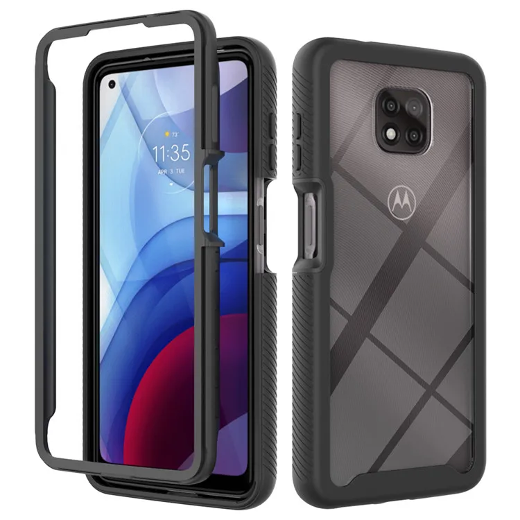 

360 Full Body Slim Armor Case with Front Frame for Moto G Power 2021, Black