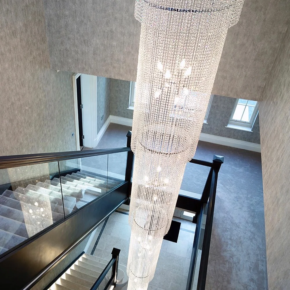 

Luxury Large Chandelier Lighting LED Modern Clear Crystal Big Chandelier Home Decorative Lustre for Staircase Entrance Foyer