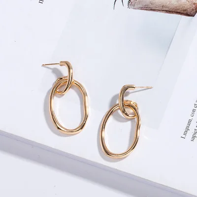 

2021 Newest Gold Plating Twisted Geometric Earrings Irregular Circle Round C Earrings For Women Party