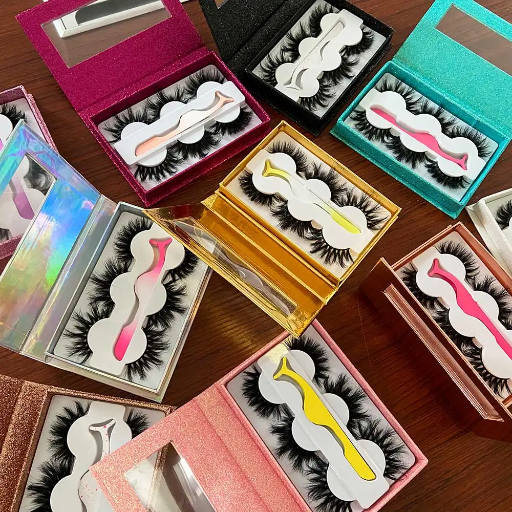 

3 Pack Mink Eyelashes 3 Styles 3D Mink Lashes Fluffy 25mm Mink Eyelash Wholesale Vendor with Eyelash Tweezers