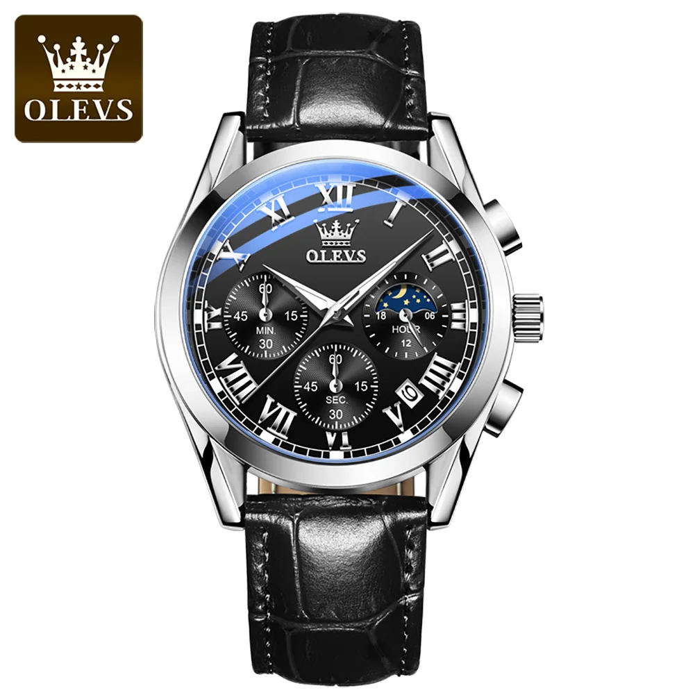 

OLEVS 2871 New Custom Fashion Luxury Smart Fitness Wristwatches 3atm Water Resistant Leather Men Quartz Wristwatches