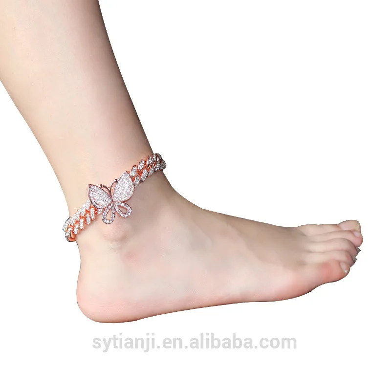 

Cuban Link Anklet Bling Anklets Gold Color Stainless Steel Foot Chain Jewelry For Women