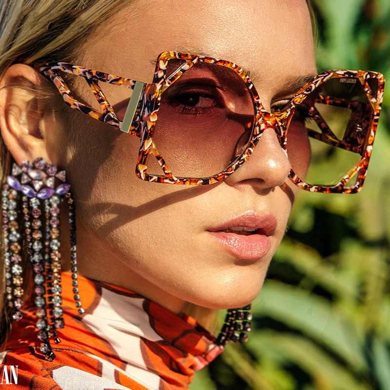 

2021 Fashion Cat Eye Eyewear Butterfly Shades Oversized Sunglasses Women