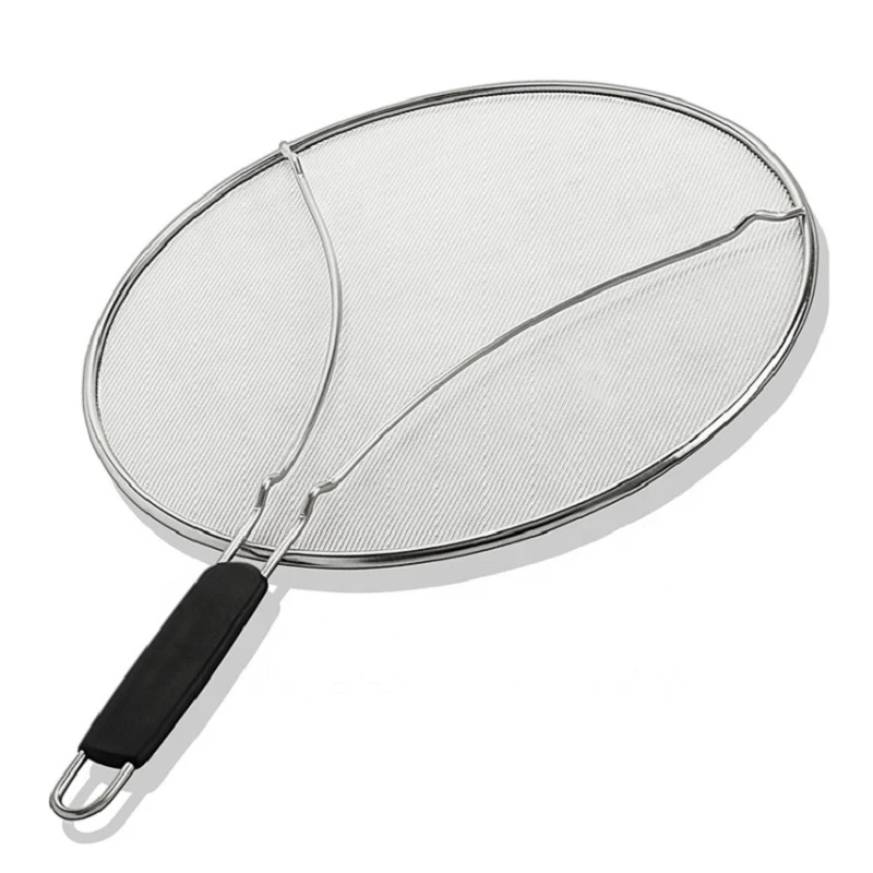 

Stainless Steel Frying Pan Hot Oil Grease Splash Stopper Cooking Splatter Guard Iron Skillet Lid Splatter Screen, Silver