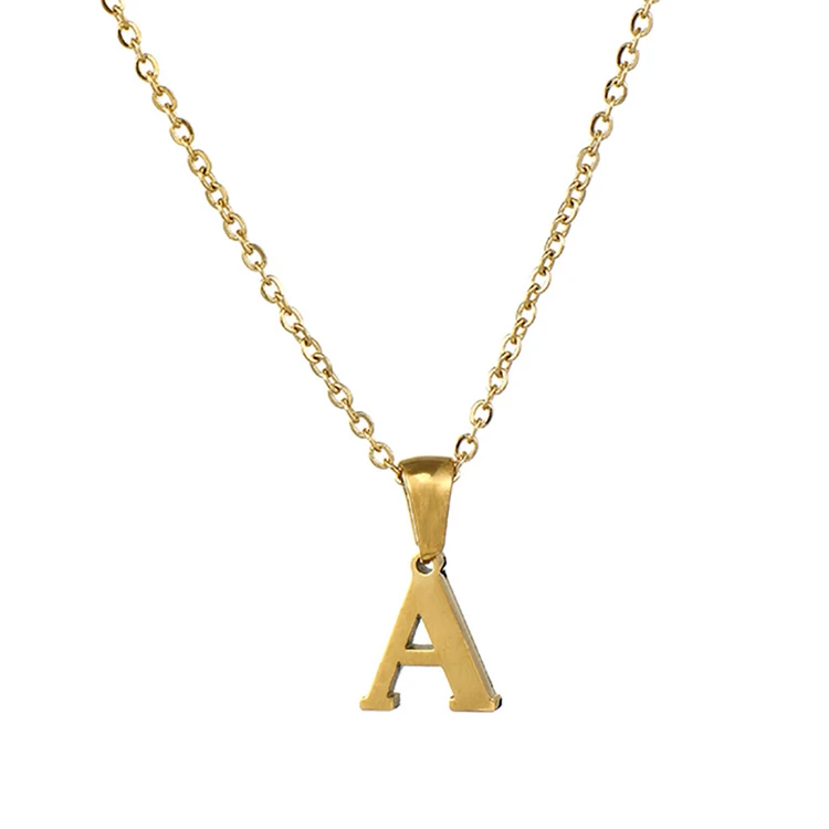 

Gold Plated Chain Sideways Pendant Charm A-Z Stainless Steel Alphabet Initial l Letter Necklace